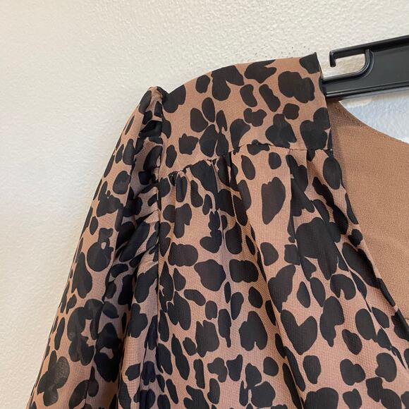 Lulus Rock It Out Brown & Black Leopard Print Babydoll Dress Size Small - Picture 4 of 11